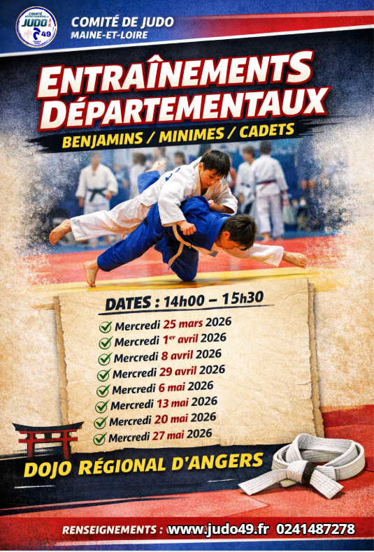 Entrainement B/M/C 14h à 15h30 dojo régional
