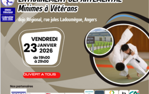 19h-21h: Entraînement ouvert judo, jujitsu, ne waza (minimes à vétérans)
