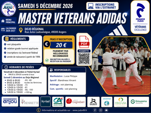 Master Vétérans Adidas 2026